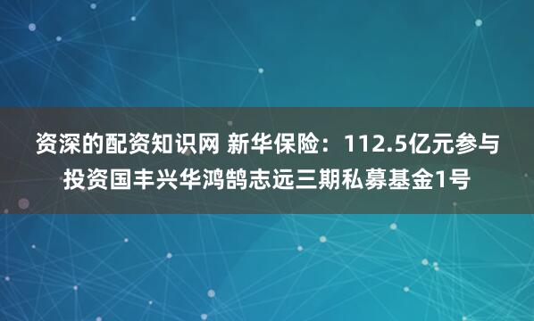 资深的配资知识网 新华保险：112.5亿元参与投资国丰兴华鸿鹄志远三期私募基金1号